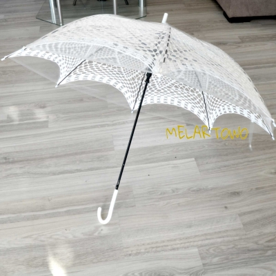 107cm Parasol 12 biały koronka zrobiona na szydełku (crochet umbrella)