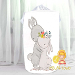 Kosz na zabawki KRÓLIKI kwiaty (50/60cm/120cm) personalizacja