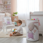 Kosz na zabawki Królik SERCE róż (40/50/60cm)