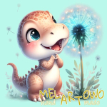 Dinozaur smile mięta- zestaw poscieli