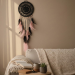 Łapacz snów 20/65cm BLACK pink