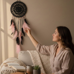 Łapacz snów 20/65cm BLACK pink