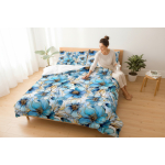 Błękitne, ogromne kwiaty- zestaw pościeli