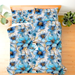 Błękitne, ogromne kwiaty- zestaw pościeli