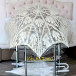 Parasol zrobiony na szydełku ECRU 118cm