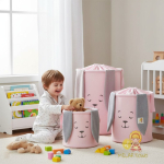 Kosz na zabawki KRÓLIK pink (40/50/60cm)