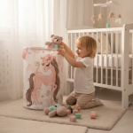 Kosz na zabawki JEDNOROŻEC kwiaty (40/50/60cm)