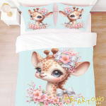 Żyrafa face, blue- zestaw poscieli