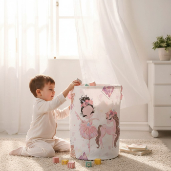 Kosz na zabawki BALETNICA i jednorożec (40/50/60cm)