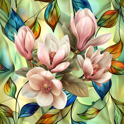 Bukiet magnolii, ogromne kwiaty- zestaw pościeli