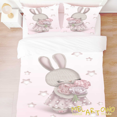 Króliczka z bukietem- zestaw pościeli