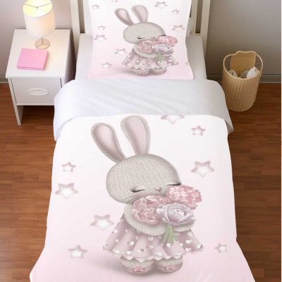 Króliczka z bukietem- zestaw pościeli