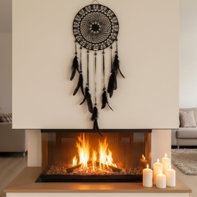 Łapacz snów 35/110cm BLACK black-white