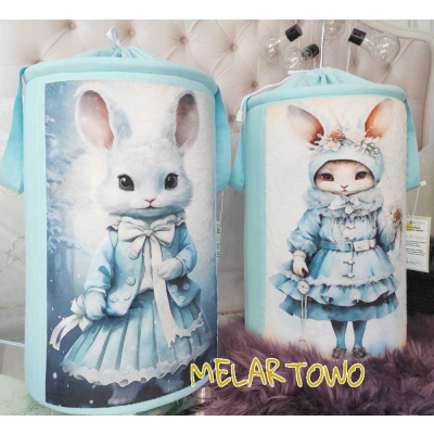 Kosz na zabawki Króliczka blue kokarda 40cm