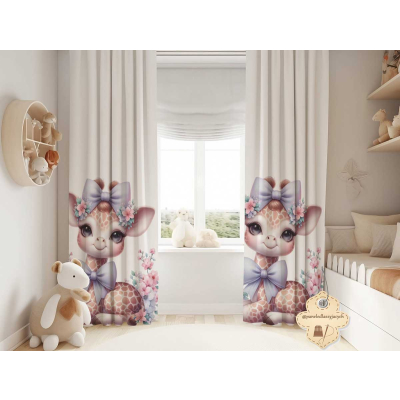 Żyrafa kokarda- zasłona okienna