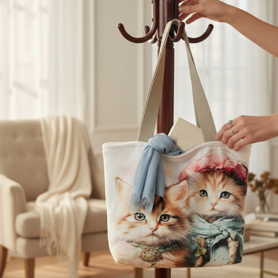 Torebka damska M- KOTY3/KOTY2 w kapeluszu- minky