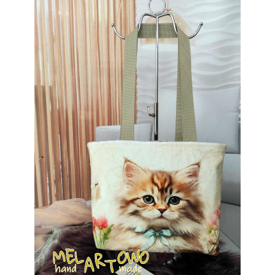 Torebka damska M- KOT/ KOTY kokardki- minky