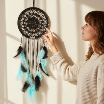 Łapacz snów 20/65 cm BLACK, turkus