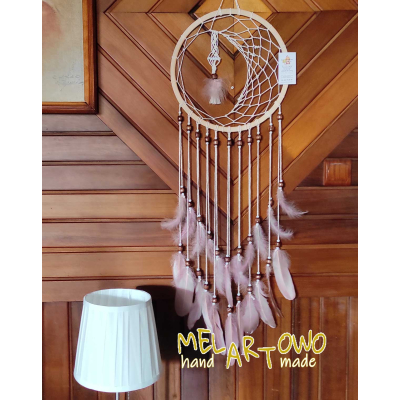 Łapacz snów 35/105cm NATURAL/brudny róż