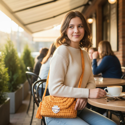 Szydełkowa Torebka „Musztardowa Energia”