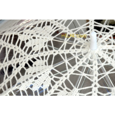 Parasol zrobiony na szydełku ECRU 118cm