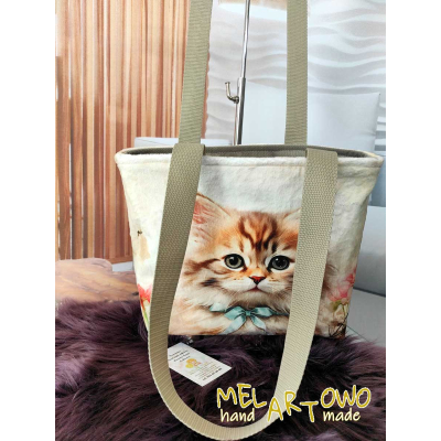 Torebka damska M- KOT/ KOTY kokardki- minky