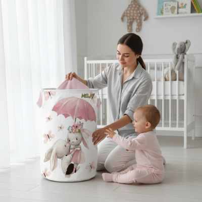 Kosz na zabawki KRÓLICZKI z parasolem (40/50/60cm)