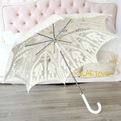 Parasol zrobiony na szydełku ECRU 118cm