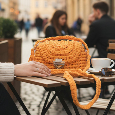 Szydełkowa Torebka „Musztardowa Energia”