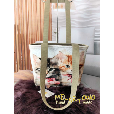 Torebka damska M- KOT/ KOTY kokardki- minky