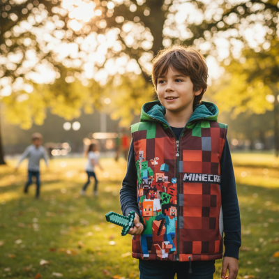 Bezrękawnik dziecięcy Softshell z kapturem MINECRAFT 134/140 cm
