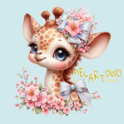 Żyrafa face, blue- zestaw poscieli