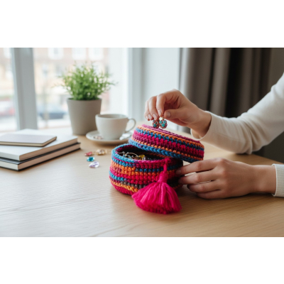 Pojemnik „Wiosenna Skarbnica” – Kolorowy Akcent do Twojego Wnętrza