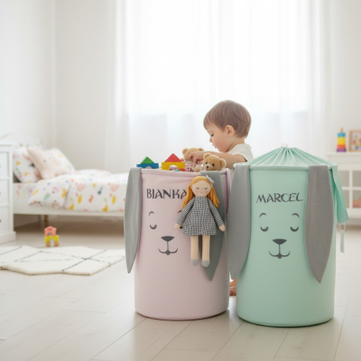 Kosz na zabawki KRÓLIK grey (40/50/60cm)