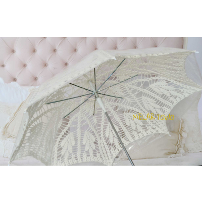 Parasol zrobiony na szydełku ECRU 118cm
