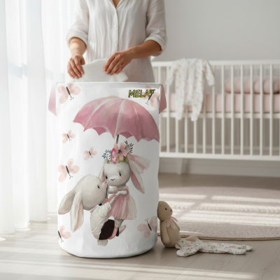 Kosz na zabawki KRÓLICZKI z parasolem 60cm