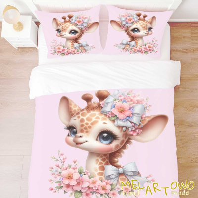 Żyrafa face pink- zestaw poscieli