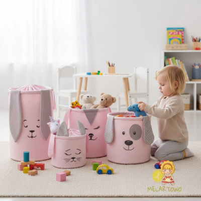 Kosz na zabawki KRÓLIK pink (40/50/60cm)