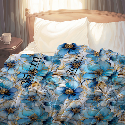 Błękitne, ogromne kwiaty- zestaw pościeli