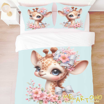 Żyrafa face, blue- zestaw poscieli