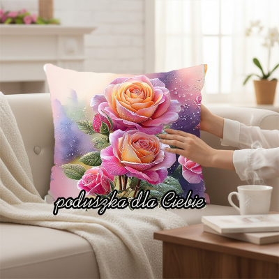 Kwiaty- róże w rosie - 100%bawełna